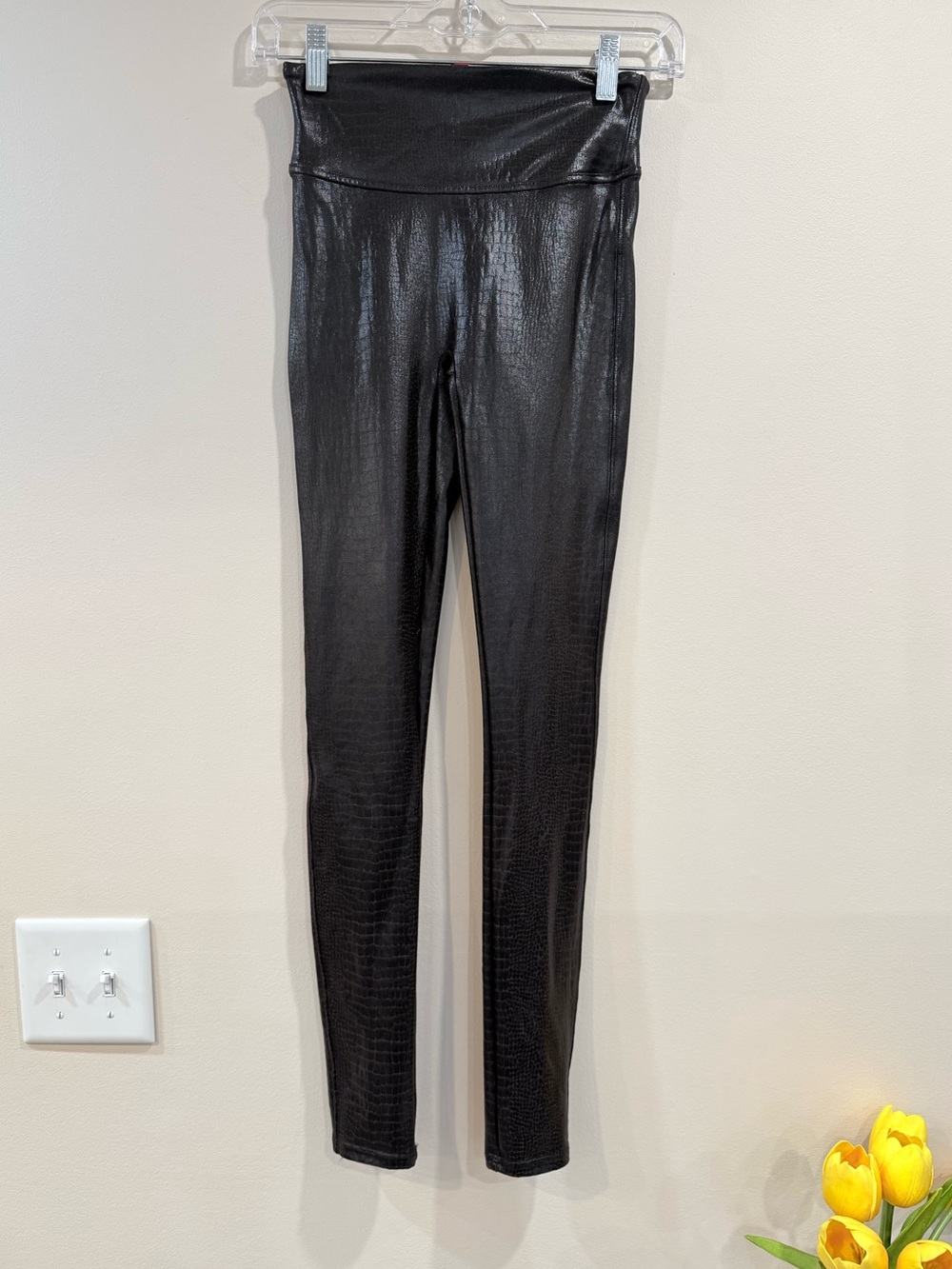 🔥NWOT Spanx Dark Brown Faux-Leather High-Waist Leggings Size XS🔥